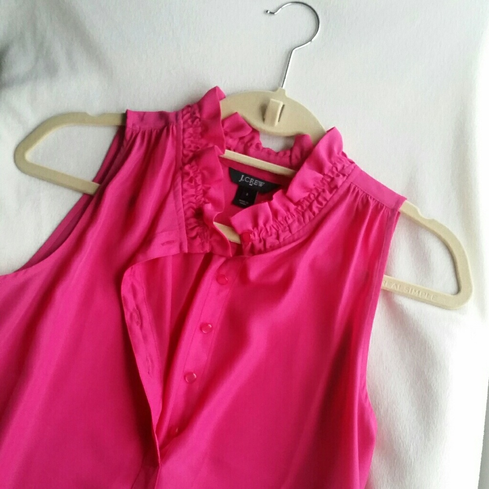 J. Crew Sleeveless Ruffle-Neck Button-Front Blouse